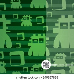 Background with monsters and place for text. Seamless pattern. vector