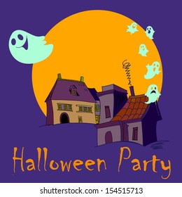 background with moon and ghosts