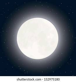  Background with moon and stars in clear night sky