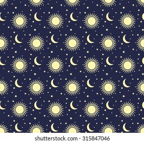 Background with the moon and the sun.