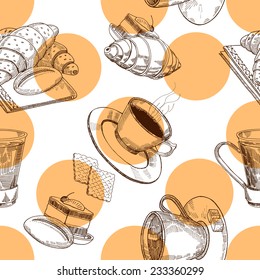 background for morning coffee, croissants, breakfast, French motifs