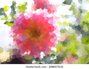 The background is a mosaic of flowers. Vector illustration