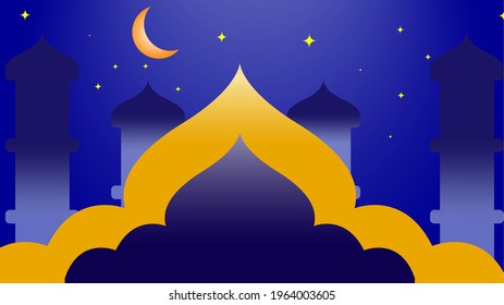 Background mosque in the night. Mosque banner