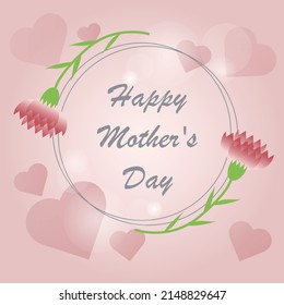 background for mother's day with frame made up by carnation and circles