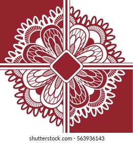 The background motif floral mandala pattern. the red and white. Tribal mandala pattern. Ethnic, fabric, motifs. Vector, abstract flower mandala. Decorative elements for design. EPS 10
