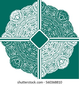 Background of the motif of the mandala floral pattern. green and white. Mandala tribal pattern. Ethnic, fabric, motifs. Vector, abstract mandala flower. Decorative elements for design. EPS 10