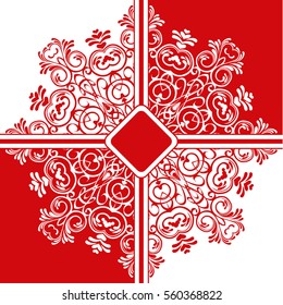 Background of the motif of the mandala floral pattern. red and white. Mandala tribal pattern. Ethnic, fabric, motifs. Vector, abstract mandala flower. Decorative elements for design. EPS 10