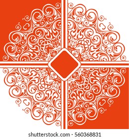 Background of the motif of the mandala floral pattern. orange and white. Mandala tribal pattern. Ethnic, fabric, motifs. Vector, abstract mandala flower. Decorative elements for design. EPS 10
