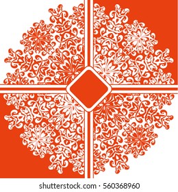 Background of the motif of the mandala floral pattern. orange and white. Mandala tribal pattern. Ethnic, fabric, motifs. Vector, abstract mandala flower. Decorative elements for design. EPS 10