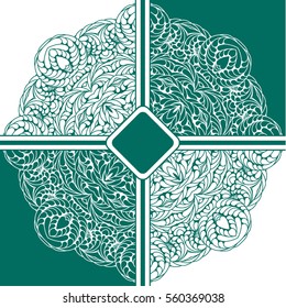 Background of the motif of the mandala floral pattern. green and white. Mandala tribal pattern. Ethnic, fabric, motifs. Vector, abstract mandala flower. Decorative elements for design. EPS 10