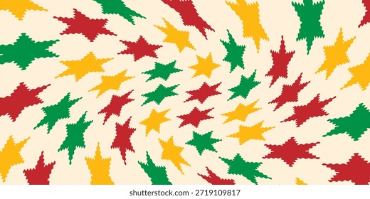 Background motif pattern hexagram and colorful snowflakes. Christmas theme