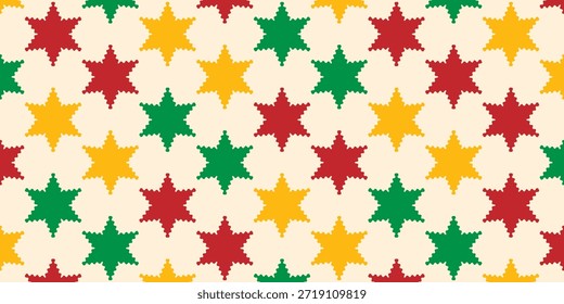 Background motif pattern hexagram and colorful snowflakes. Christmas theme
