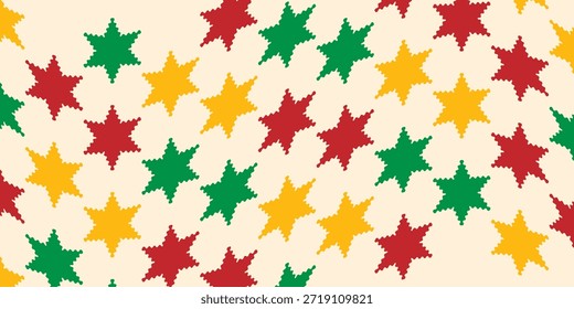 Background motif pattern hexagram and colorful snowflakes. Christmas theme