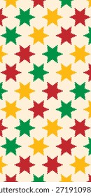 Background motif pattern hexagram and colorful snowflakes. Christmas theme