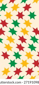 Background motif pattern hexagram and colorful snowflakes. Christmas theme