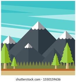 Background Mountain image vector illustration with flat design.