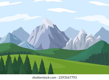 Background with a mountain range. Beautiful mountain landscape. Vector illustration