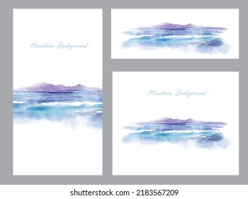 background mountain of watercolor. set background mountain of watercolor template. poster water color mountain