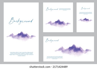 background mountain watercolour. set mountain watercolor. set card watercolour blue mountain