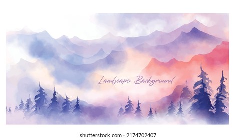 background mountain watercolour for wallpaper, cover, wedding, presentation template. mountain art print on paper and canvas. vector mountain