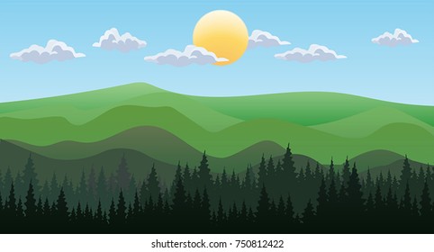 Background with the mountains. Mountainous landscape. Mountain landscape. Vector illustration of nature.