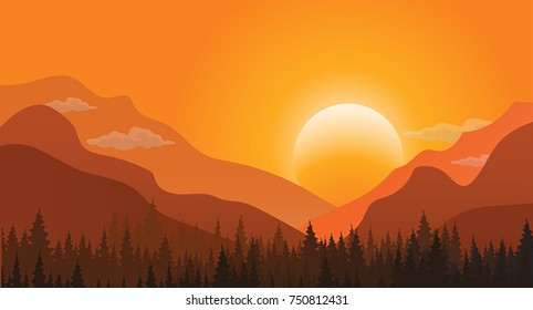 Background with the mountains. Mountainous landscape. Mountain landscape. Vector illustration of nature.