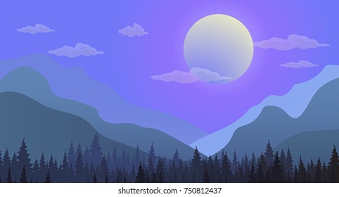Background with the mountains. Mountainous landscape. Mountain landscape. Vector illustration of nature.