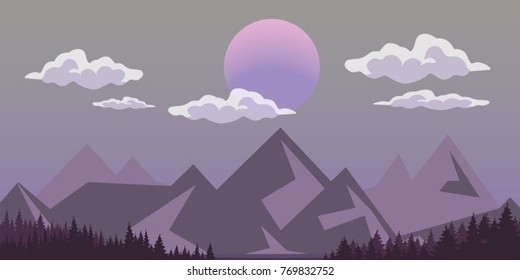 Background with the mountains. Mountainous landscape. Mountain landscape. Hill Vector illustration.