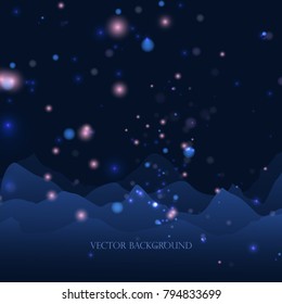 background with mountains and snow. Light effect, vector