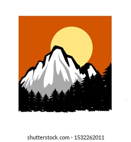 Background of mountains at Sunset vector.
