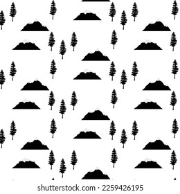 Background with mountains and trees.