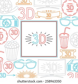 Background of movie elements and cinema icons.