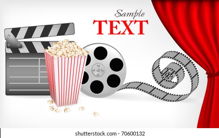 Background of movie related items. Vector illustration.