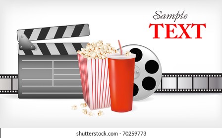 Background with movie time. Vector illustration.