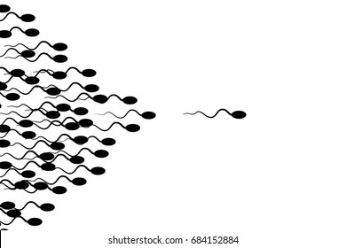 Background of moving sperm. The sperm cell leader