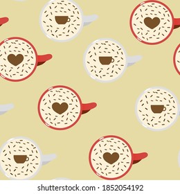 Background with mugs and coffee. Vector illustration