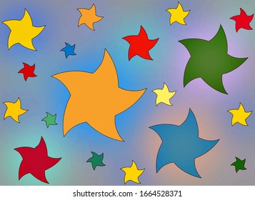 background with multi colored stars for children