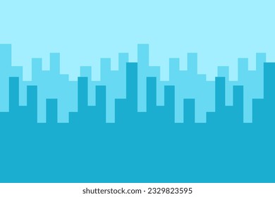 The background of multi storey buildings in a simple cubic style. Abstract silhouette of a big city in a blue monochrome palette.