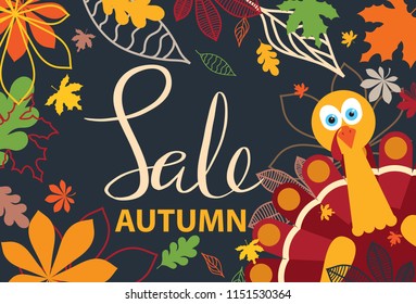 Background with multicolor autumn leaves. Vector illustration. Layout for discount labels and shopping.