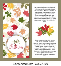 Hintergrund mit mehrfarbigen Herbstblättern. Vektorgrafik. Layout für Rabattmarken und Einkäufe.