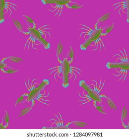 Background multicolor lobster seamless simple pattern.