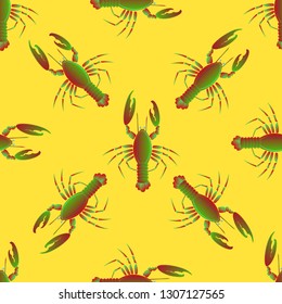 Background multicolor lobster seamless simple pattern.