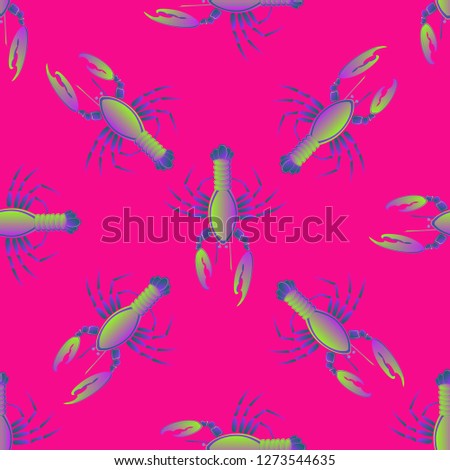 Background multicolor lobster seamless simple pattern.