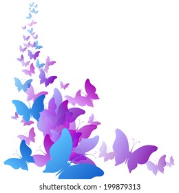 background of multicolor transparent butterflies flying