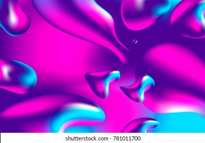 Background multicolored abstract vector holographic gradient 3D background with figures and objects for web, packaging, poster, billboard, advertisement, cover, brochure, collage, wallpaper, presentat