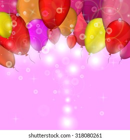 Background with multicolored balloons; festive mood; vector illustration.