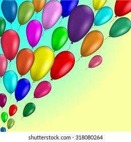 Background with multicolored balloons; festive mood; vector illustration.