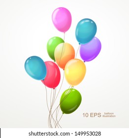 Background with multicolored balloons. Vector 10 EPS.