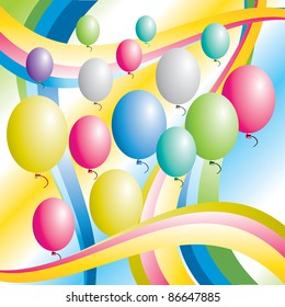 background with multicolored balloons - vector illustration