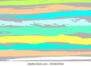 background multicolored brush strokes. bright horizontal stripes. colored horizontal stripes on a gray background. lines with uneven edges. fashionable vector abstract background. hand-drawn. for chil